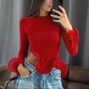 Elodie Marceau | Ruffle Cuff Crop Top For Women