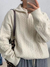 Clara Bellini | Cozy Cable Knit Zip Sweater For Women