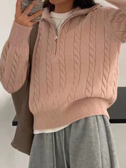 Clara Bellini | Cozy Cable Knit Zip Sweater For Women