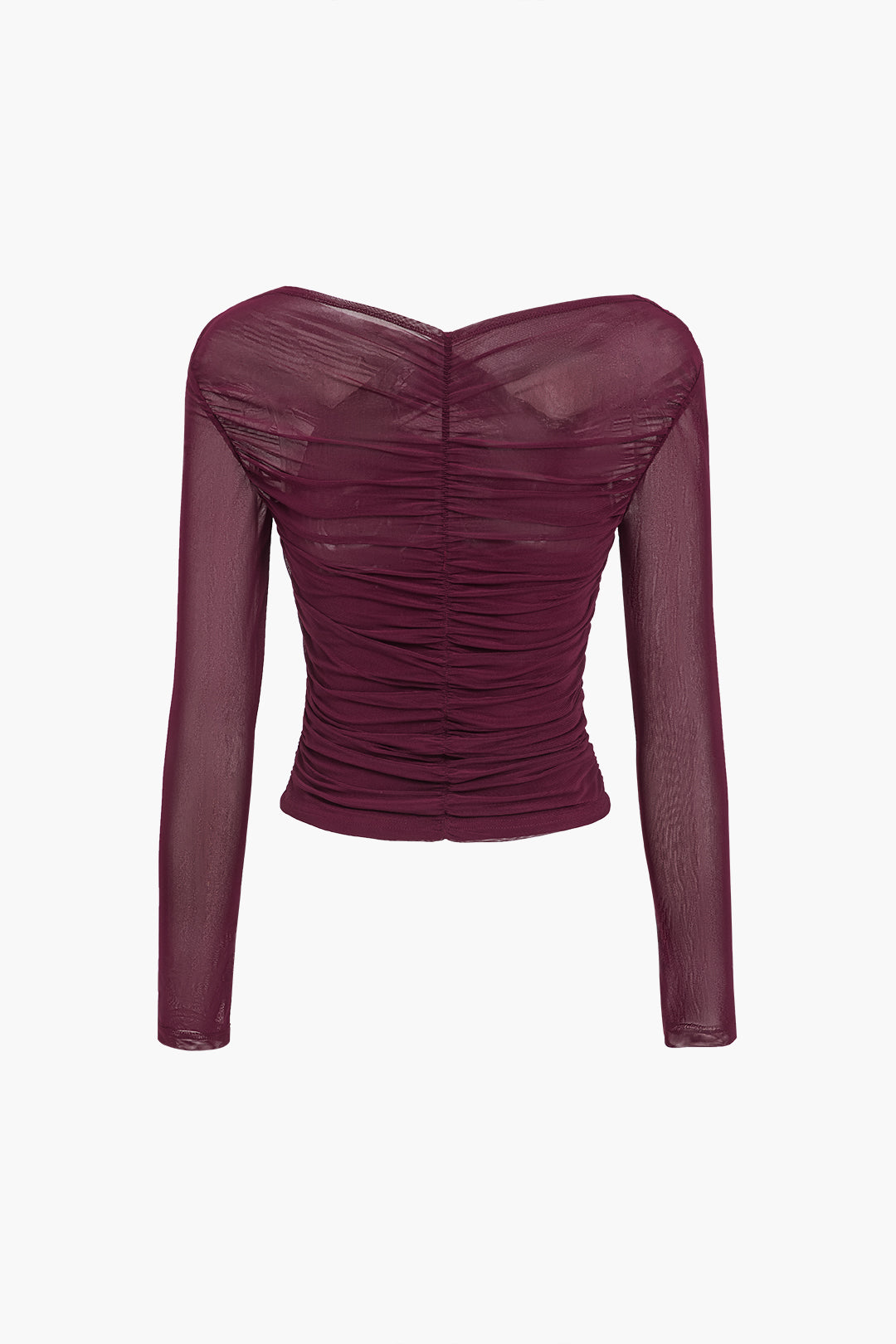 Élise Moreau | Ruched Wrap Mesh Top For Women
