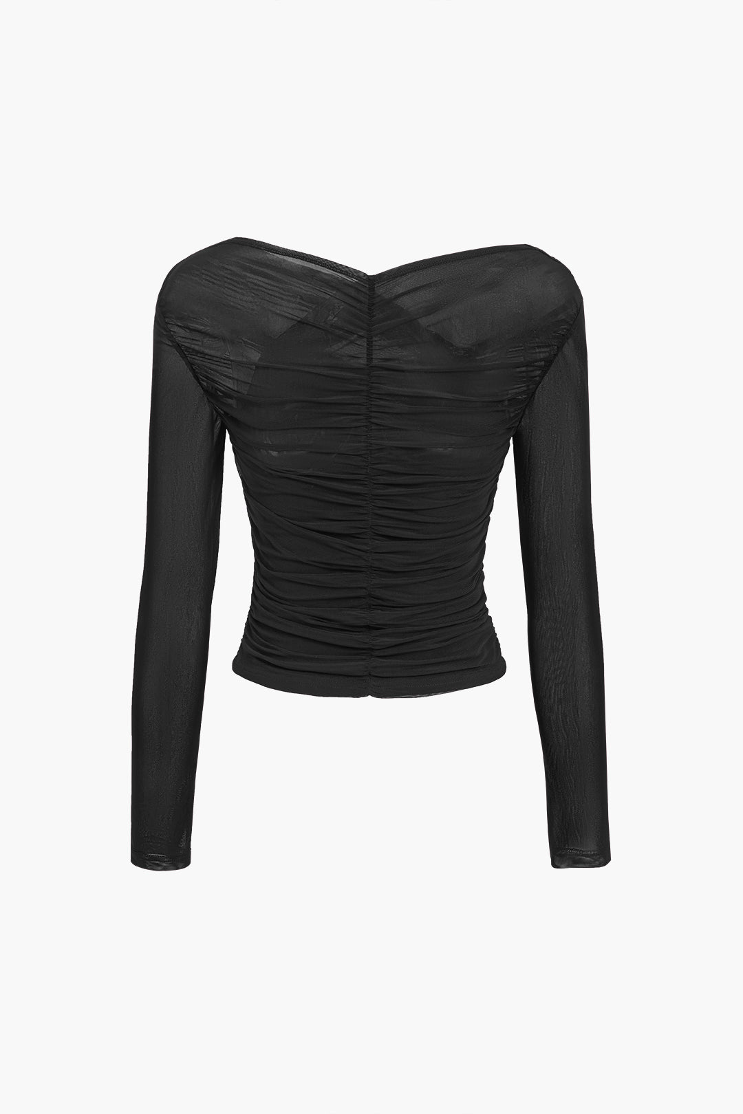 Élise Moreau | Ruched Wrap Mesh Top For Women