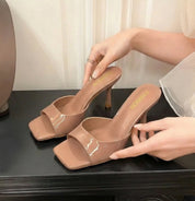 Valentina Ricci | Open-Toe Heeled Mules with Minimal Elegance For Women