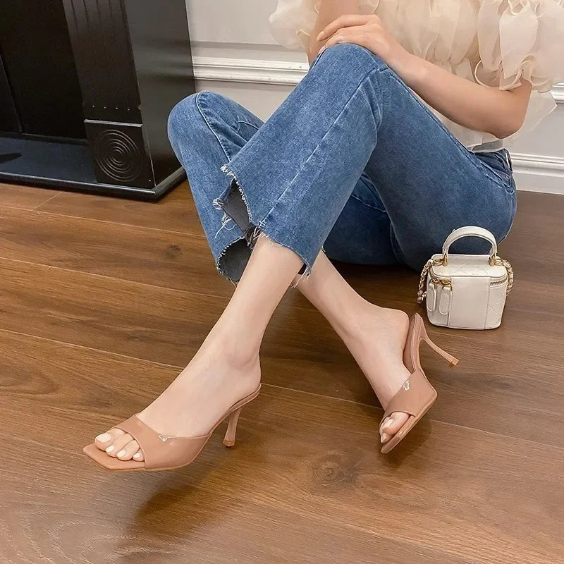 Isabella Moretti | Elegant Nude Open-Toe Heels For Women