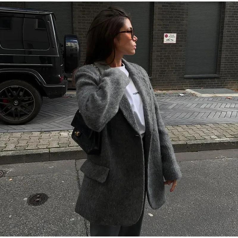 Camille Laurent | Oversized Wool Blend Blazer For Women