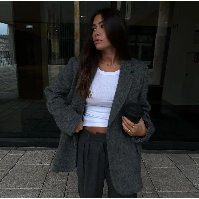 Camille Laurent | Oversized Wool Blend Blazer For Women
