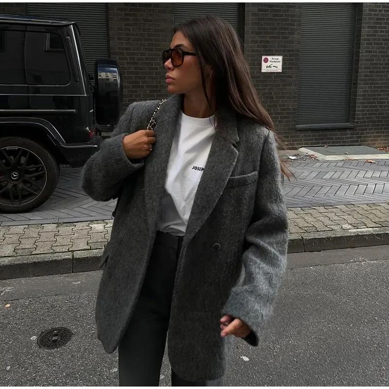 Camille Laurent | Oversized Wool Blend Blazer For Women
