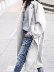 Amélie Laurent | Oversized Wool Blend Long Coat For Women