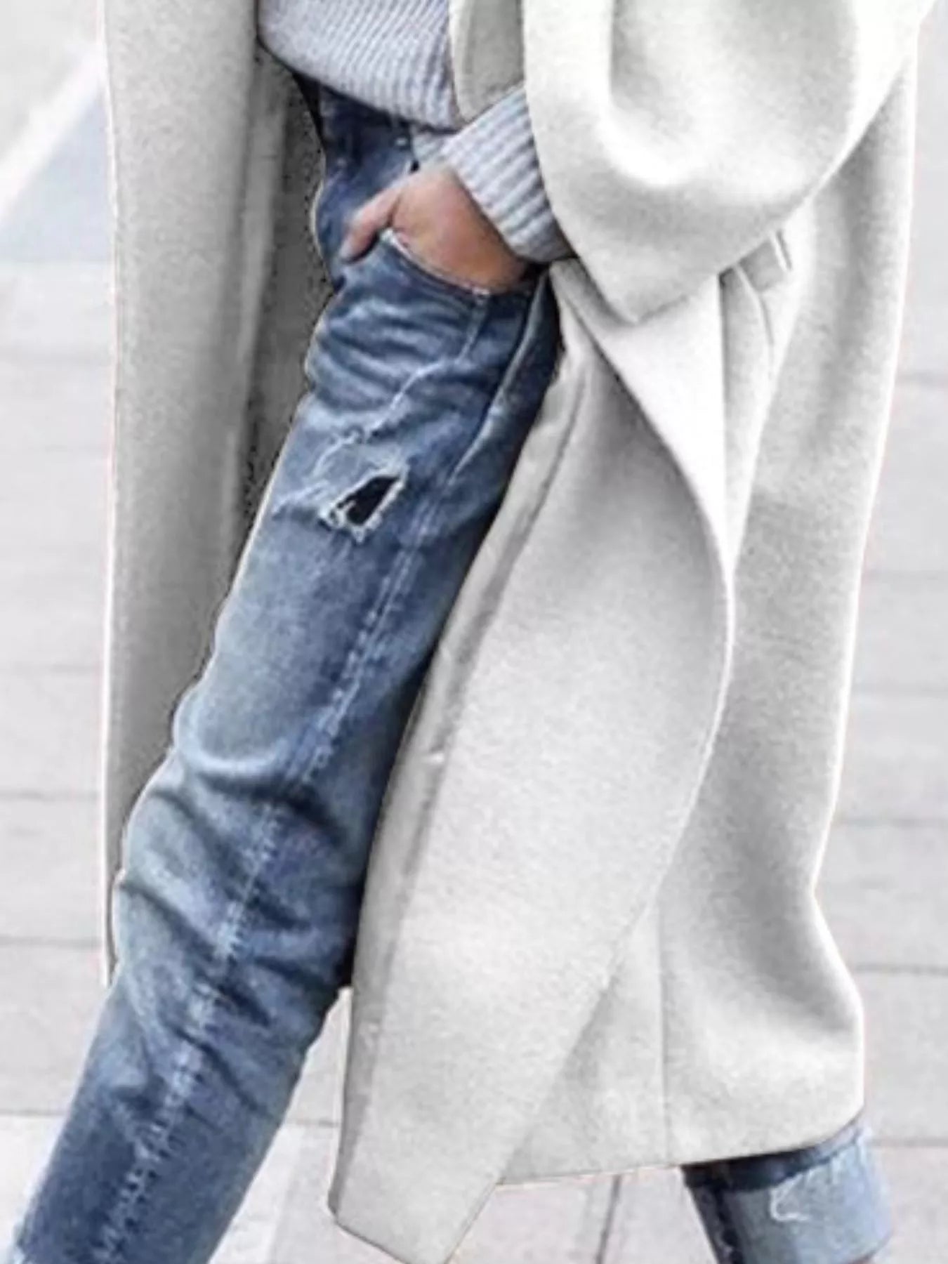 Amélie Laurent | Oversized Wool Blend Long Coat For Women