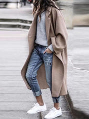 Amélie Laurent | Oversized Wool Blend Long Coat For Women