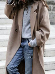 Amélie Laurent | Oversized Wool Blend Long Coat For Women