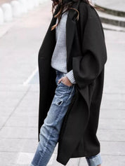 Amélie Laurent | Oversized Wool Blend Long Coat For Women