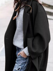 Amélie Laurent | Oversized Wool Blend Long Coat For Women