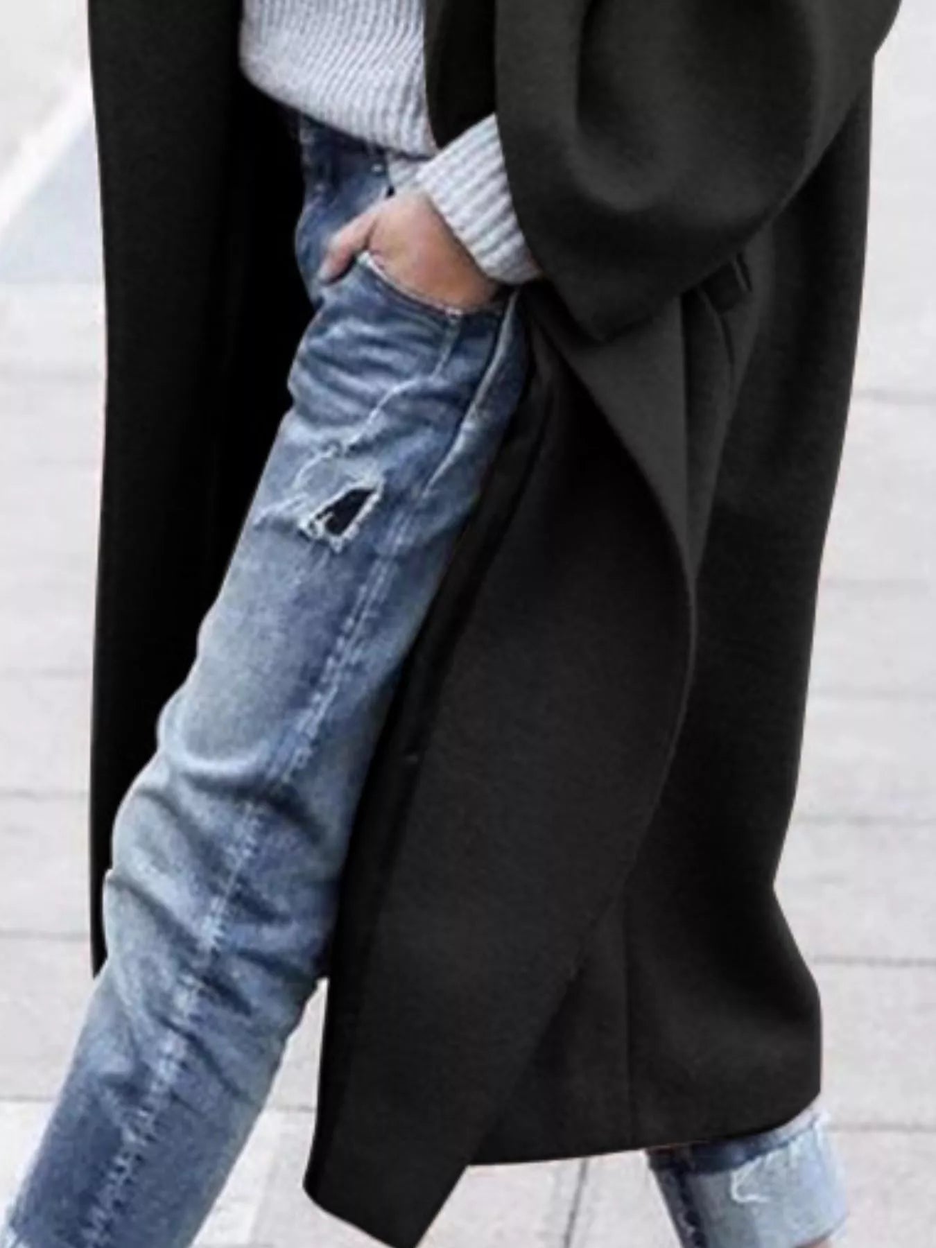 Amélie Laurent | Oversized Wool Blend Long Coat For Women