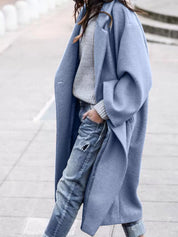 Amélie Laurent | Oversized Wool Blend Long Coat For Women