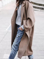 Amélie Laurent | Oversized Wool Blend Long Coat For Women