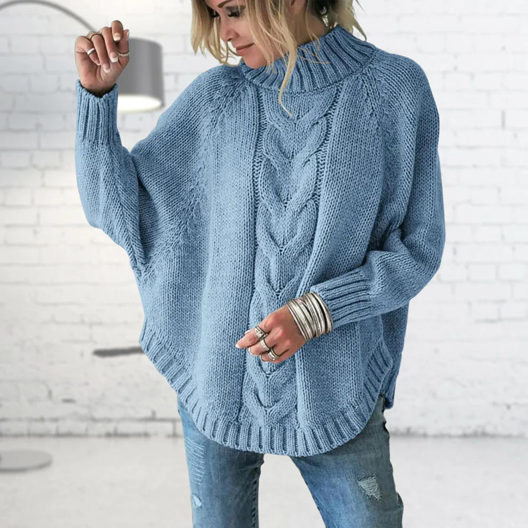 Sienna Moreau | Oversized Cable Knit Poncho Sweater For Women