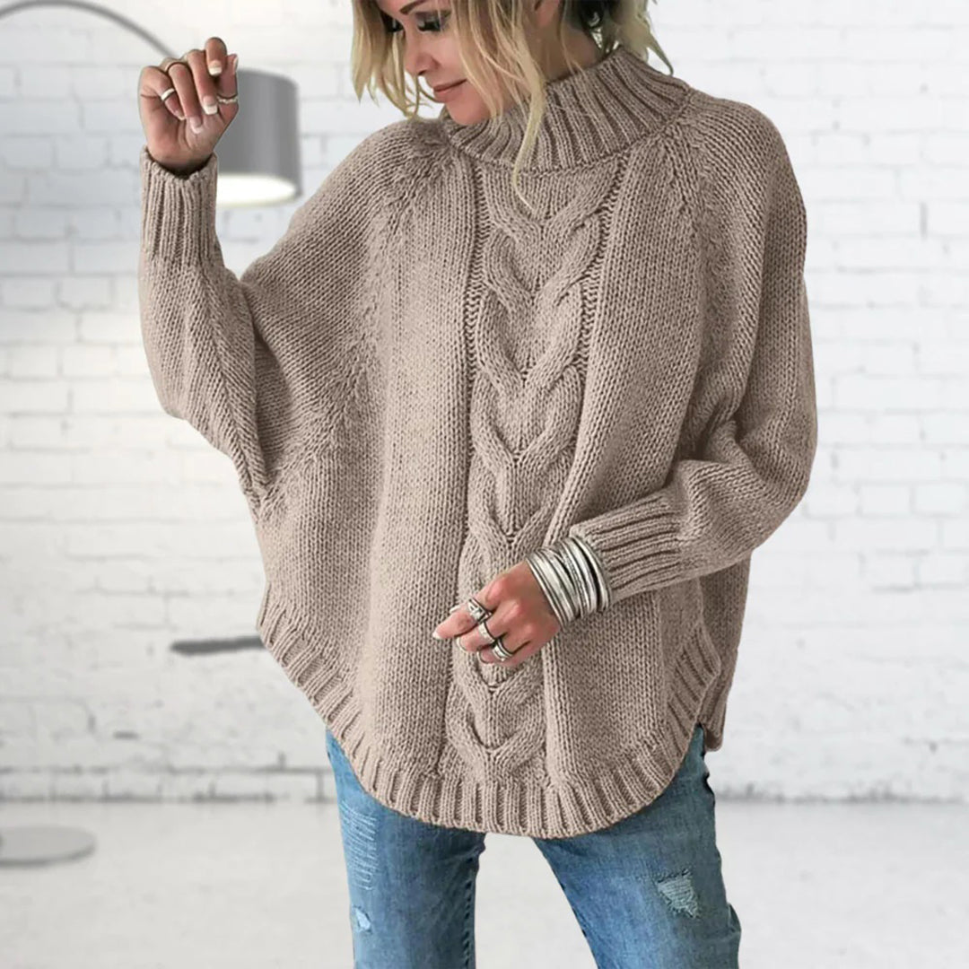 Sienna Moreau | Oversized Cable Knit Poncho Sweater For Women