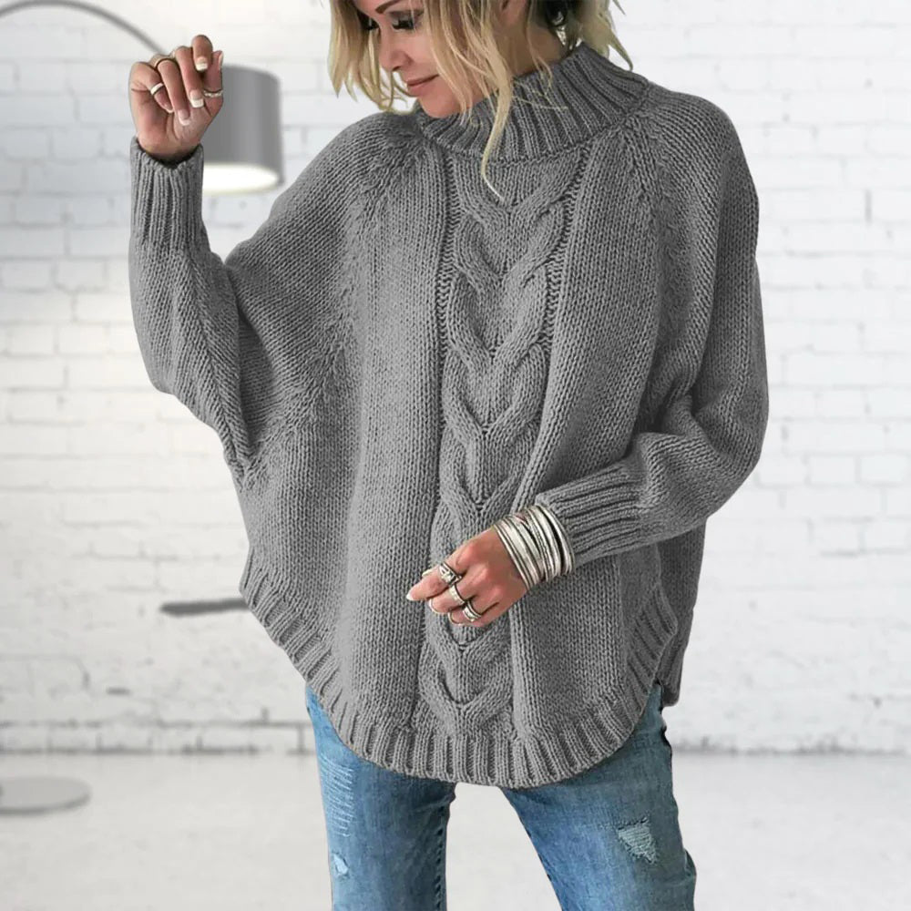 Sienna Moreau | Oversized Cable Knit Poncho Sweater For Women