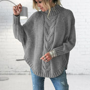 Sienna Moreau | Oversized Cable Knit Poncho Sweater For Women