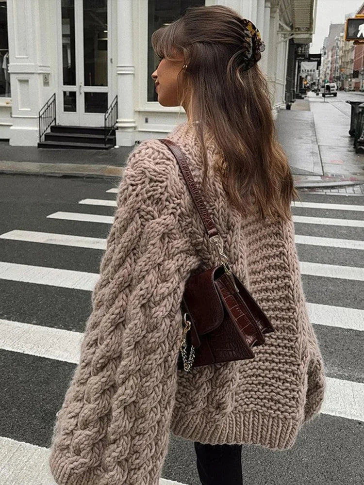 Amelia Laurent | Chunky Cable Knit Oversized Sweater For Women