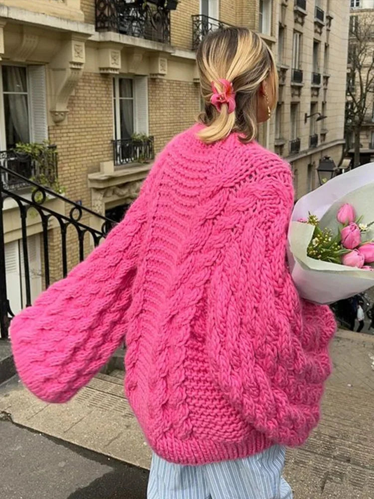 Amelia Laurent | Chunky Cable Knit Oversized Sweater For Women