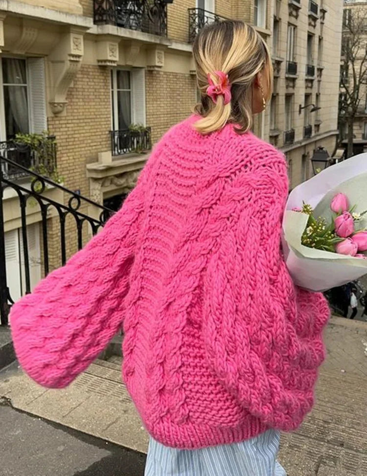 Amelia Laurent | Chunky Cable Knit Oversized Sweater For Women