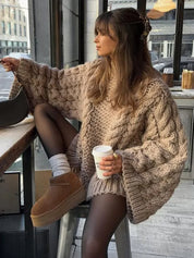 Amelia Laurent | Chunky Cable Knit Oversized Sweater For Women