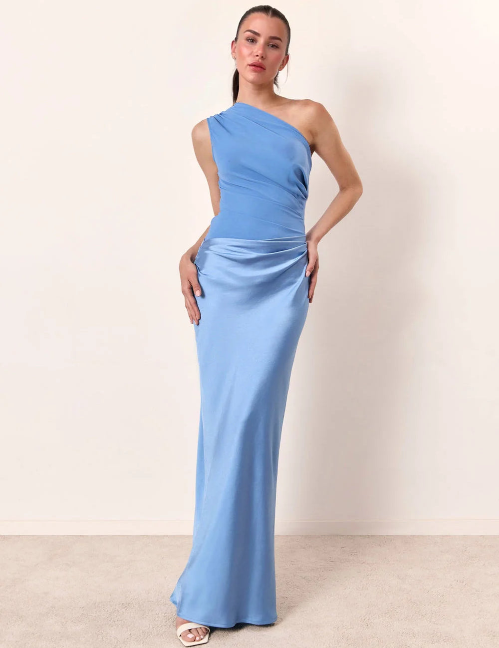 Élise Laurent | One-Shoulder Satin Evening Dress For Women
