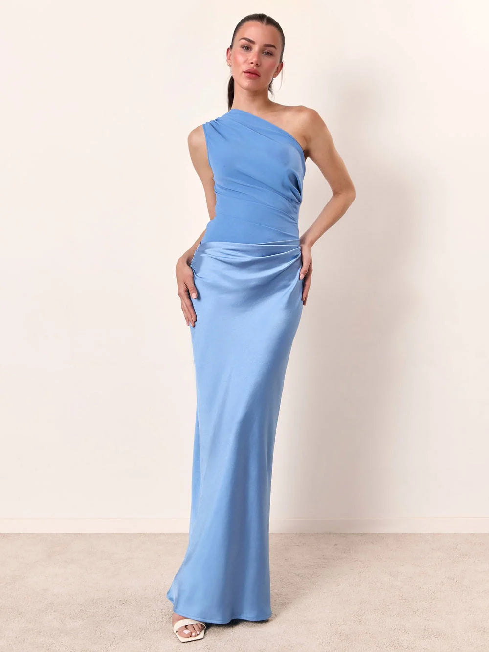 Élise Laurent | One-Shoulder Satin Evening Dress For Women