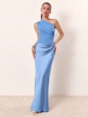 Élise Laurent | One-Shoulder Satin Evening Dress For Women