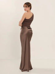 Élise Laurent | One-Shoulder Satin Evening Dress For Women