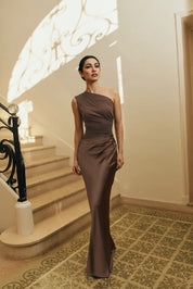Élise Laurent | One-Shoulder Satin Evening Dress For Women
