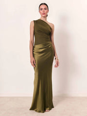 Élise Laurent | One-Shoulder Satin Evening Dress For Women