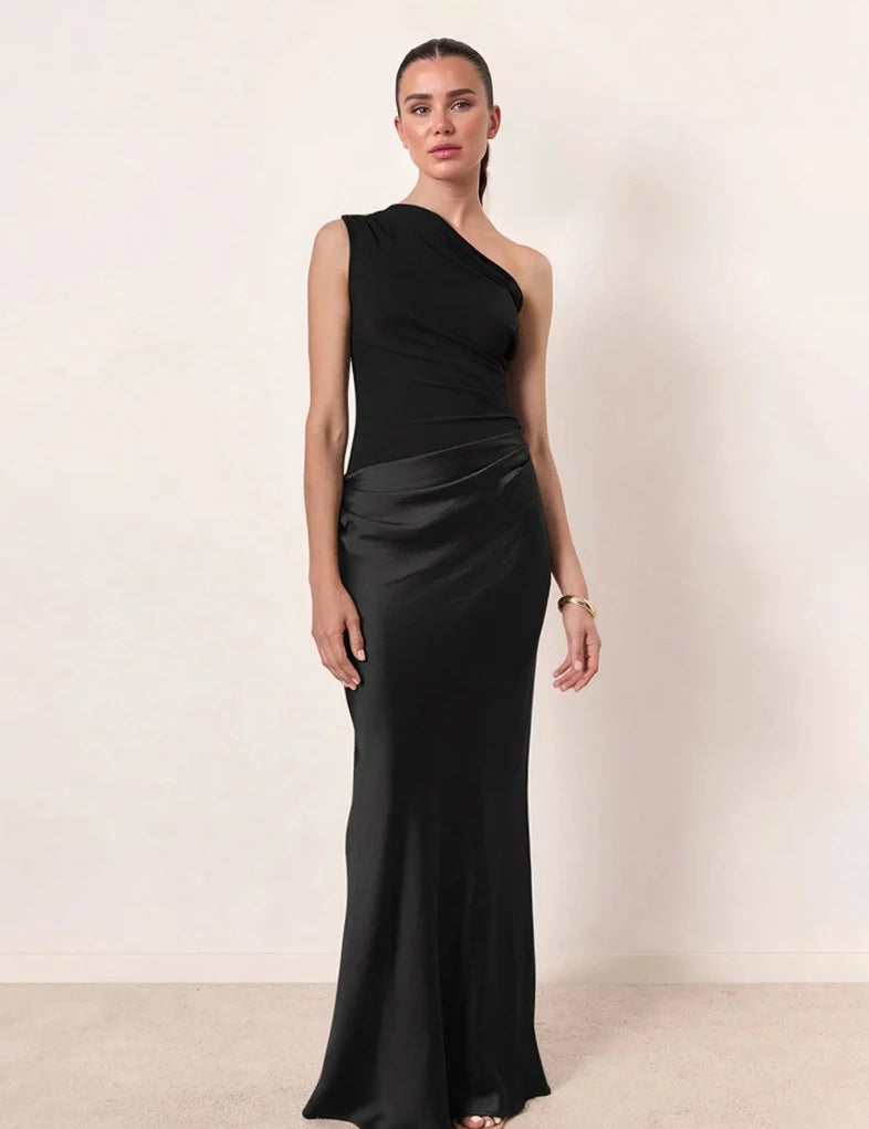 Élise Laurent | One-Shoulder Satin Evening Dress For Women