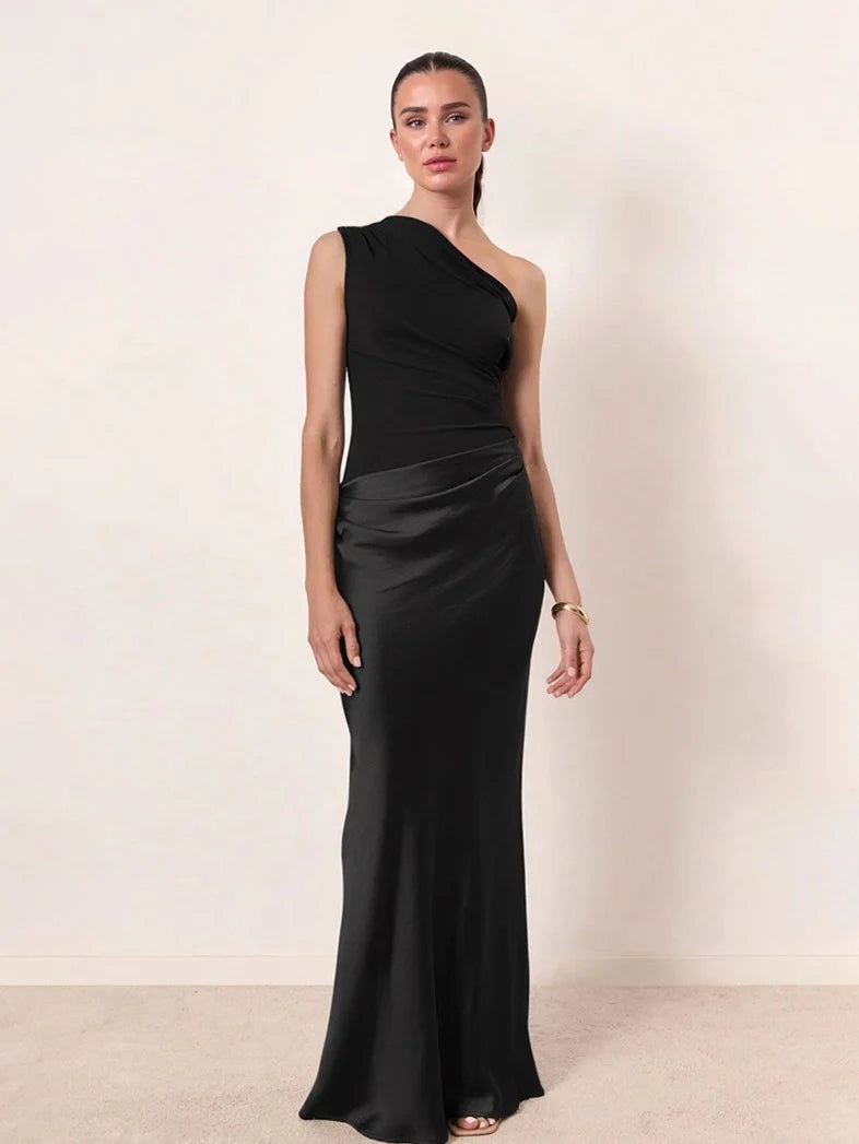 Élise Laurent | One-Shoulder Satin Evening Dress For Women