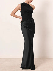Élise Laurent | One-Shoulder Satin Evening Dress For Women