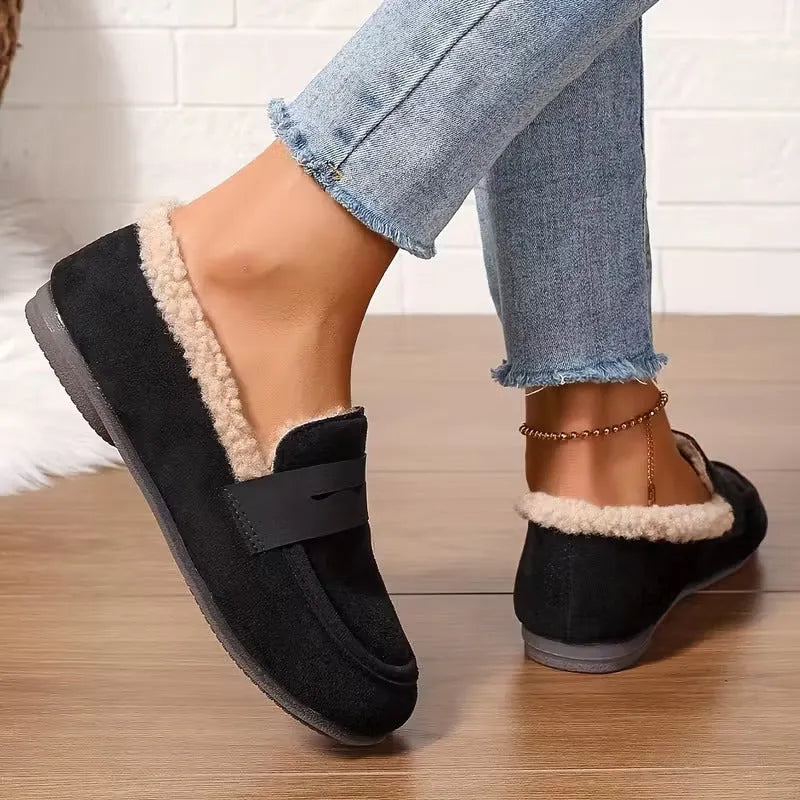 Hannah Wright | Fluffy-Lined Penny Loafer Flats For Women