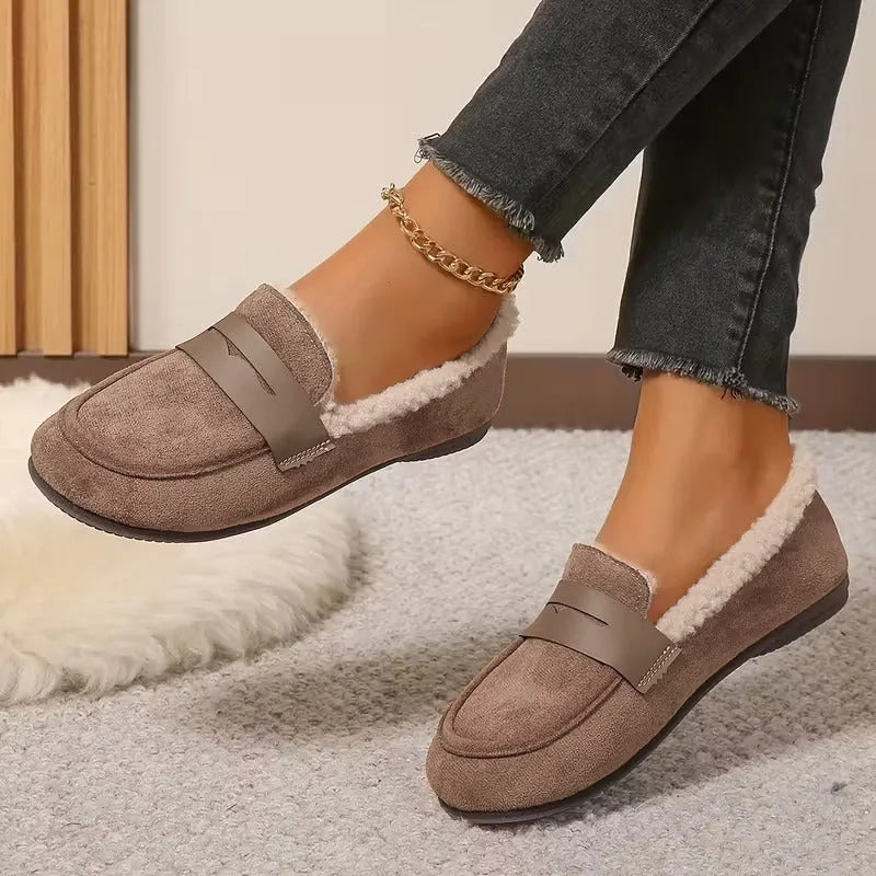 Hannah Wright | Fluffy-Lined Penny Loafer Flats For Women