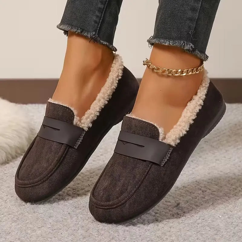 Hannah Wright | Fluffy-Lined Penny Loafer Flats For Women