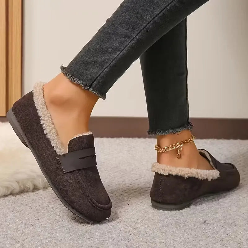 Hannah Wright | Fluffy-Lined Penny Loafer Flats For Women