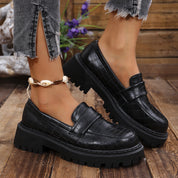 Chloé Bernard | Croc-Embossed Platform Loafers with Bold Comfort Edge For Women