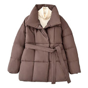 Amelie Dubois | Belted Puffer Jacket With Luxe Collar For Women