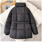 Amelie Dubois | Belted Puffer Jacket With Luxe Collar For Women