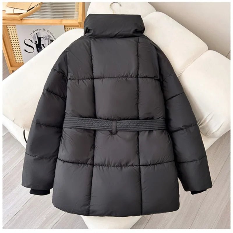 Amelie Dubois | Belted Puffer Jacket With Luxe Collar For Women