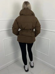 Amelie Dubois | Belted Puffer Jacket With Luxe Collar For Women