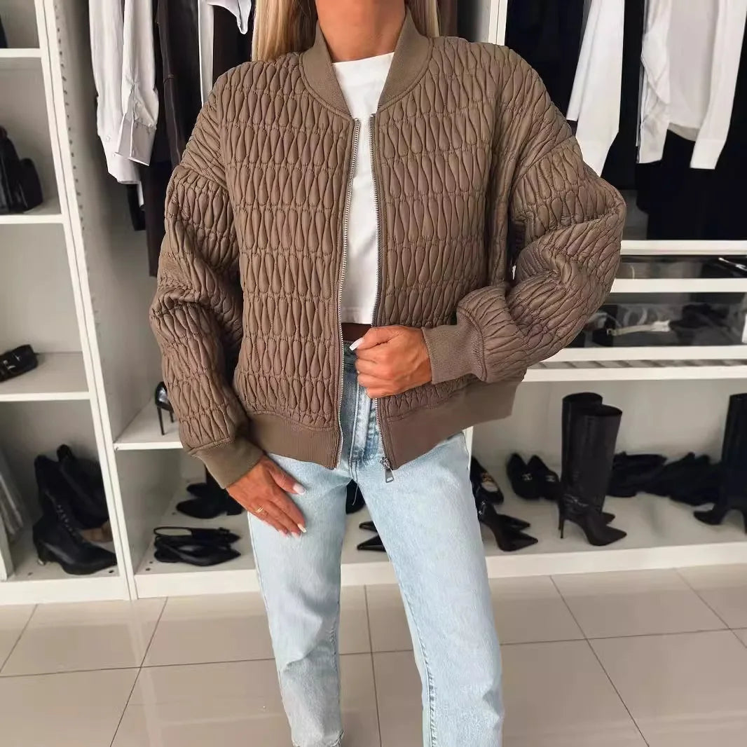 Sophie Laurent | Quilted Bomber Jacket With Luxe Texture For Women