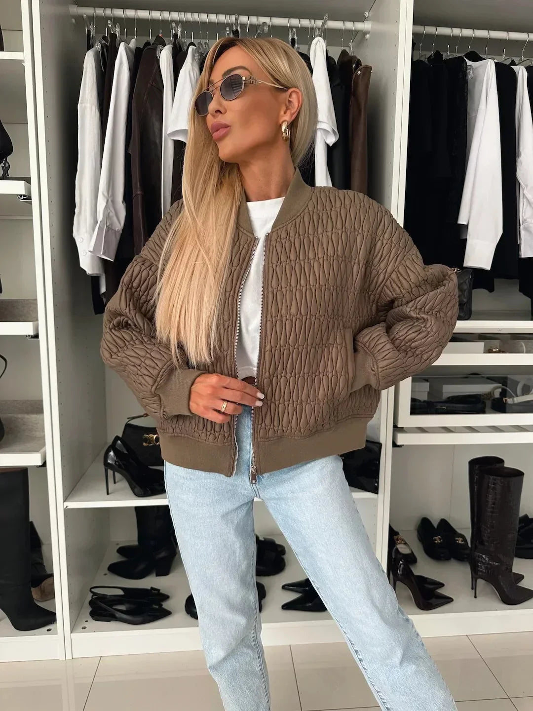 Sophie Laurent | Quilted Bomber Jacket With Luxe Texture For Women