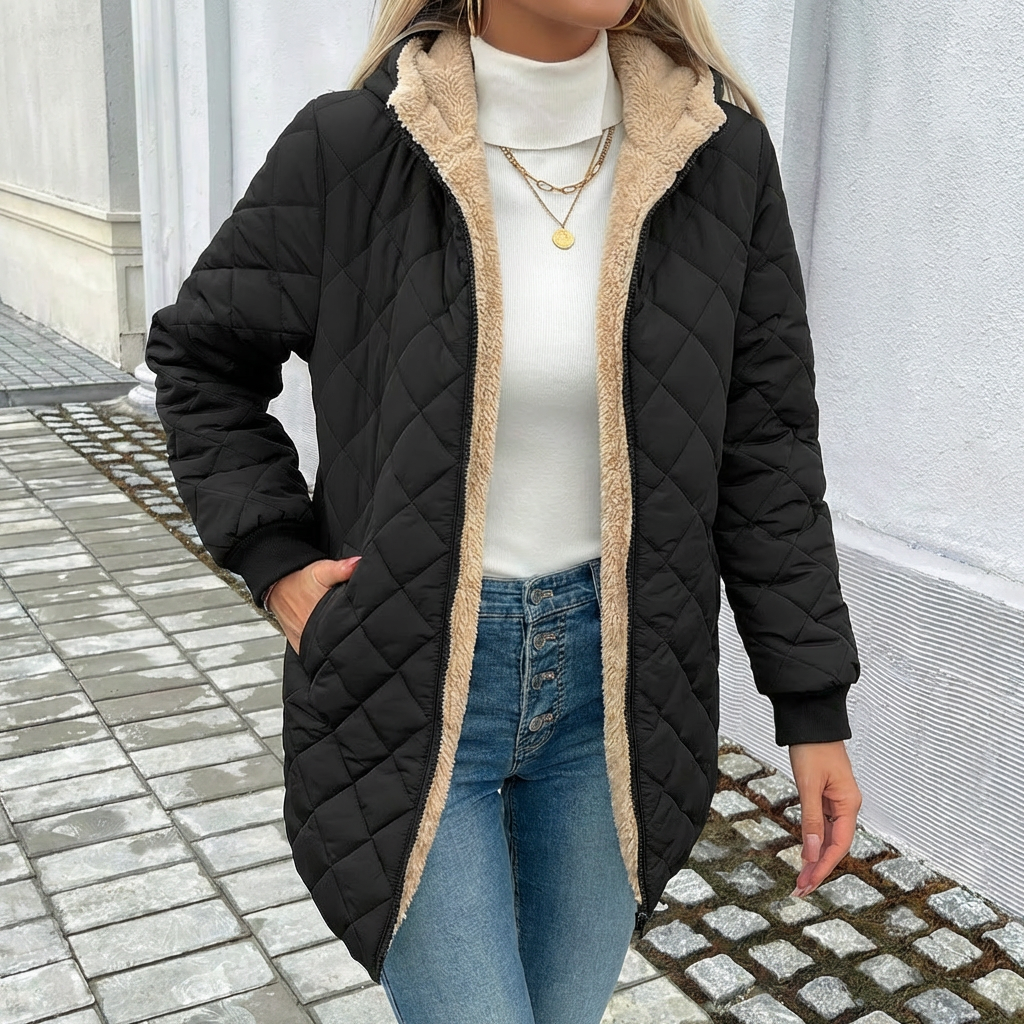Amelia Rossi | Quilted Longline Winter Jacket For Women