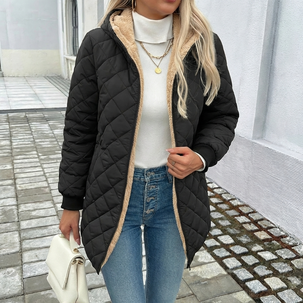 Amelia Rossi | Quilted Longline Winter Jacket For Women