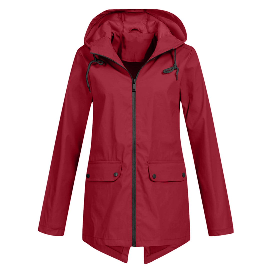 Amélie Laurent | Hooded Long Rain Jacket With Minimalist Finish For Women